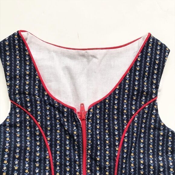 Vintage Navy blue floral stripe dress EUC fits like 2/3T - Picture 6 of 7